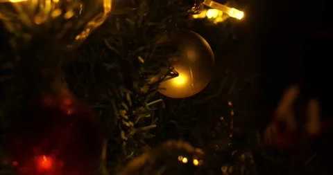 Christmas tree and silver ball Stock Footage 145691097