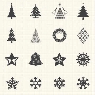 Christmas tree and snow flake icons. Stock Illustration
