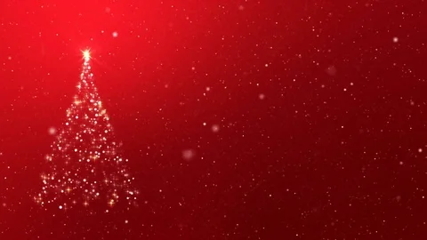 Christmas Tree and Snowfall on Red Background Loop Stock Footage 83222253