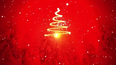 Christmas tree and snowflakes falling winter holiday background Stock Footage 145486780