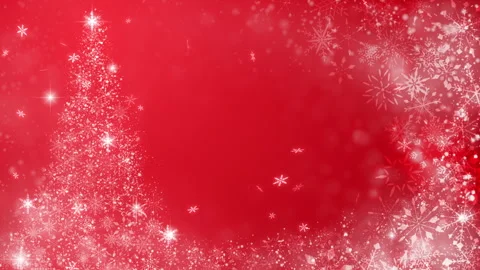 Christmas Tree and Snowflakes Falling Particle, Red Background Stock Footage 253189245