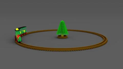 Christmas tree and train transport toy summer travel rail transport 3d anim.. Stock Footage 282641979