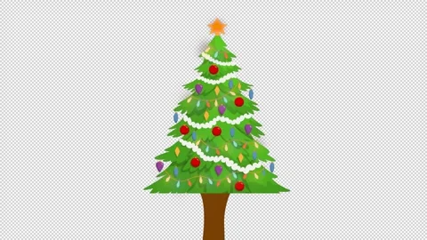 Christmas tree with animated lighting transparent overlay Vidéo 342841818
