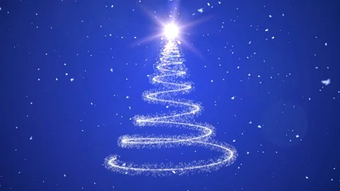 Christmas Tree Animation Blue Background Sparkle Vídeos de archivo 78686124