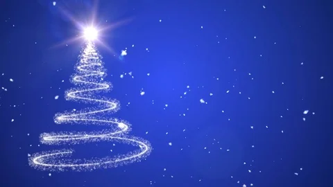 Christmas Tree Animation Blue Background Sparkle Stock Footage 78690861