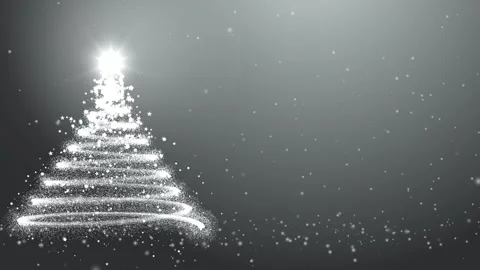 Christmas Tree Animation Particles with Falling Snowflakes and Stars Stock Footage 284163651
