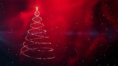 Christmas tree animation, red winter snowing Stock Footage 83658231