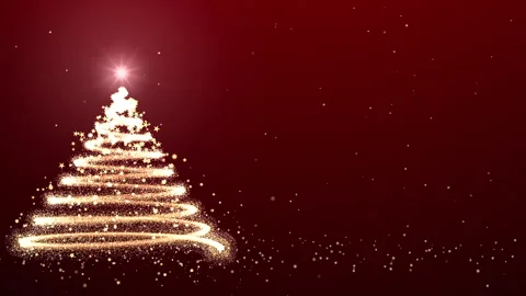 Christmas Tree Animation with Shining Light and Falling Snow, copy paste Stock Footage 281525850