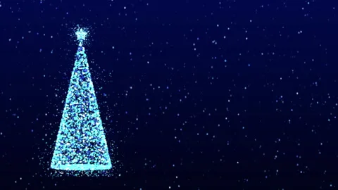 Christmas Tree Animation with Shining Light and Falling Snow, copy paste Stock Footage 284138402