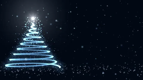 Christmas Tree Animation with Shining Light and Falling Snow Stock Footage 284140260