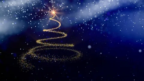 Christmas tree animation, winter dark background Stock Footage 98458908