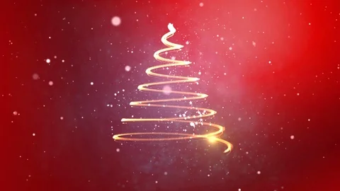 Christmas tree animation, winter red background Stock Footage 98316508