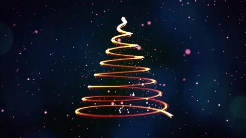 Christmas tree animation, winter snowing background Stock Footage 83098705