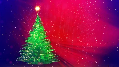 Christmas tree animation, winter snowing background Stock Footage 99647565