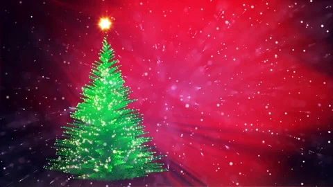 Christmas tree animation, winter snowing background Stock Footage 99647722