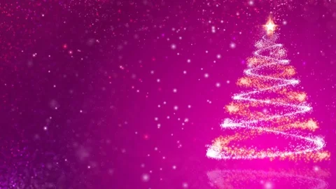 Christmas tree animation, winter snowing background Stock Footage 112712940
