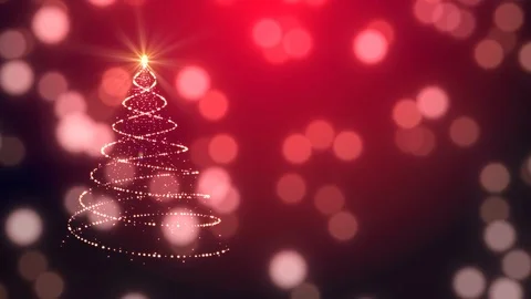 Christmas tree animation, winter snowing background Stock Footage 119732525