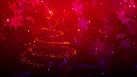 Christmas tree animation, winter snowing background Stock Footage 145486807