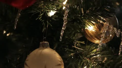 Christmas Tree- B-Roll Close Up Ornaments Stock Footage 12494061