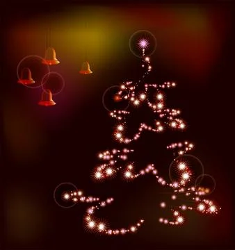 Christmas tree on a background of bells. EPS10 vector illustration Stock Illustration