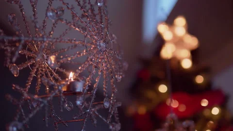 Christmas Tree Background, Candle Light Decoration Decor, Home Tree Cozy Stock Footage 292762129