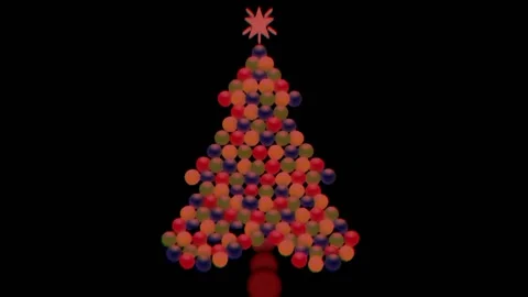 Christmas tree background with colorful balls, decorated with stars. Stock Footage 222761355