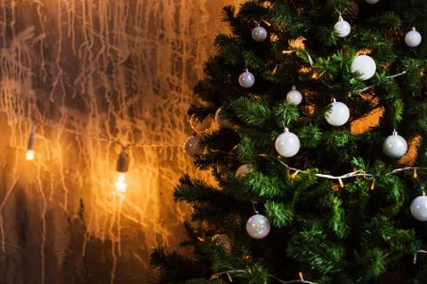 Christmas tree background, copy space. Stock Photos