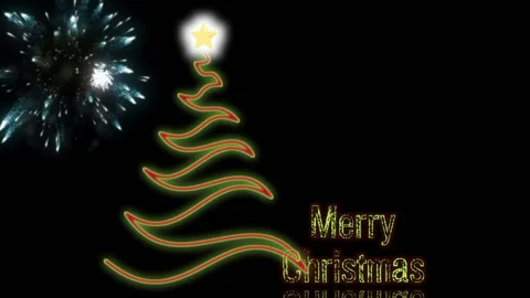 Christmas tree background decorated with fireworks. Stock Footage 222974447