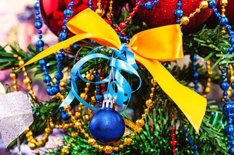 Christmas tree background decorations Stock Photos