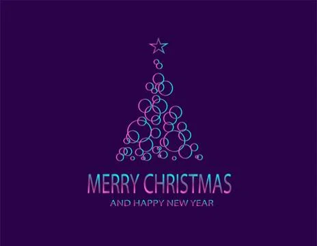 Christmas tree background, neon gradient purple color Stock Illustration