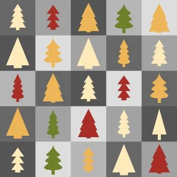 Christmas tree background - seamless texture illustration. Patchwork style. Stock Illustration