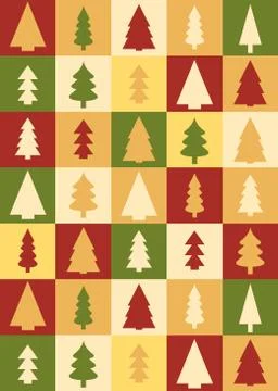 Christmas tree background - seamless texture illustration. Patchwork style. イラスト素材