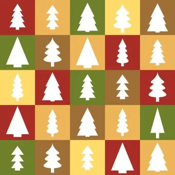Christmas tree background - seamless texture illustration. Patchwork style. Illustration