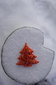 Christmas tree on  background  with  snow. Stock Photos
