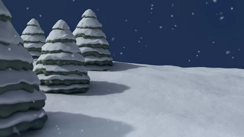 Christmas Tree Background Snowing Winter 3D Stock Footage 98762026