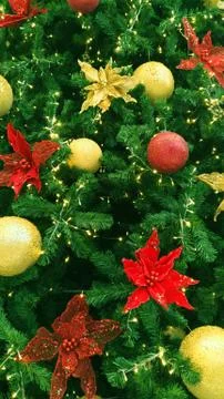 Christmas Tree Background Texture. Hanging decoration. Stock Photos
