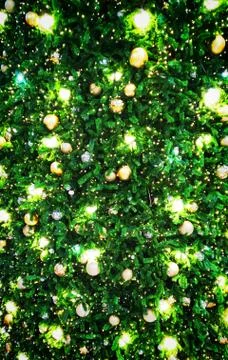 Christmas Tree Background Texture. Hanging decoration. Stock Photos