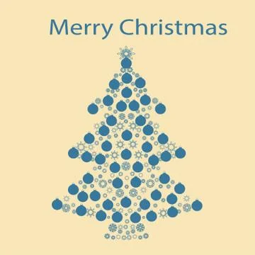 Christmas tree ball card background Stock Illustration