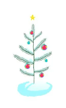 Christmas tree with ball decorations Stock Illustration