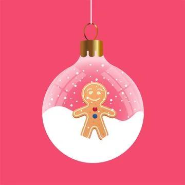 Christmas tree ball with gingerbread Stock Illustration