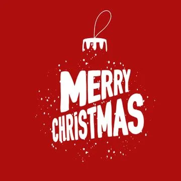 Christmas tree ball from snowing effect and Merry Christmas lettering inside  Stock Illustration