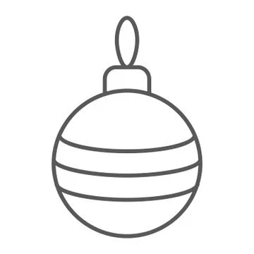 Christmas tree ball thin line icon, xmas bauble Stock Illustration