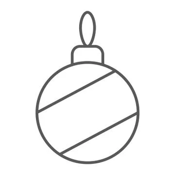 Christmas tree ball thin line icon, xmas bauble Stock Illustration