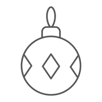 Christmas tree ball thin line icon, xmas bauble Stock Illustration