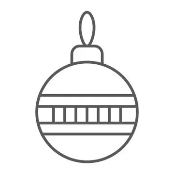 Christmas tree ball thin line icon, xmas bauble Stock Illustration