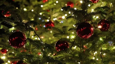 Christmas tree with balls and light Stock Footage 83634520