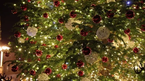 Christmas tree with balls and light Stock Footage 83636246