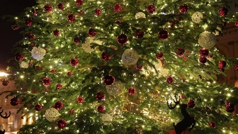 Christmas tree with balls and light Stock Footage 83639567