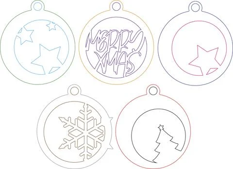 Christmas Tree Balls Digital Vector File for Laser Cutter. Stock Illustration