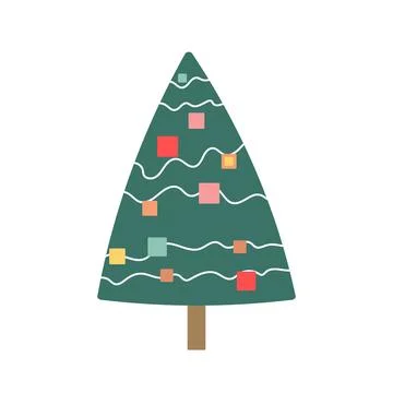 The with Christmas tree with with balls, garland, snowflakes. Winter Stock Illustration